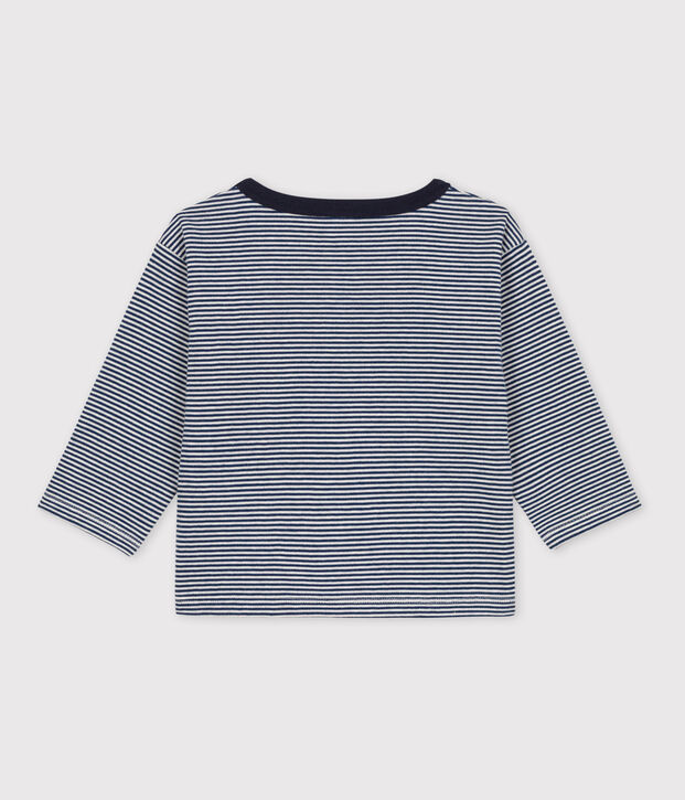 Babies' Long-Sleeved Pinstriped Tube Knit T-Shirt blue/beige