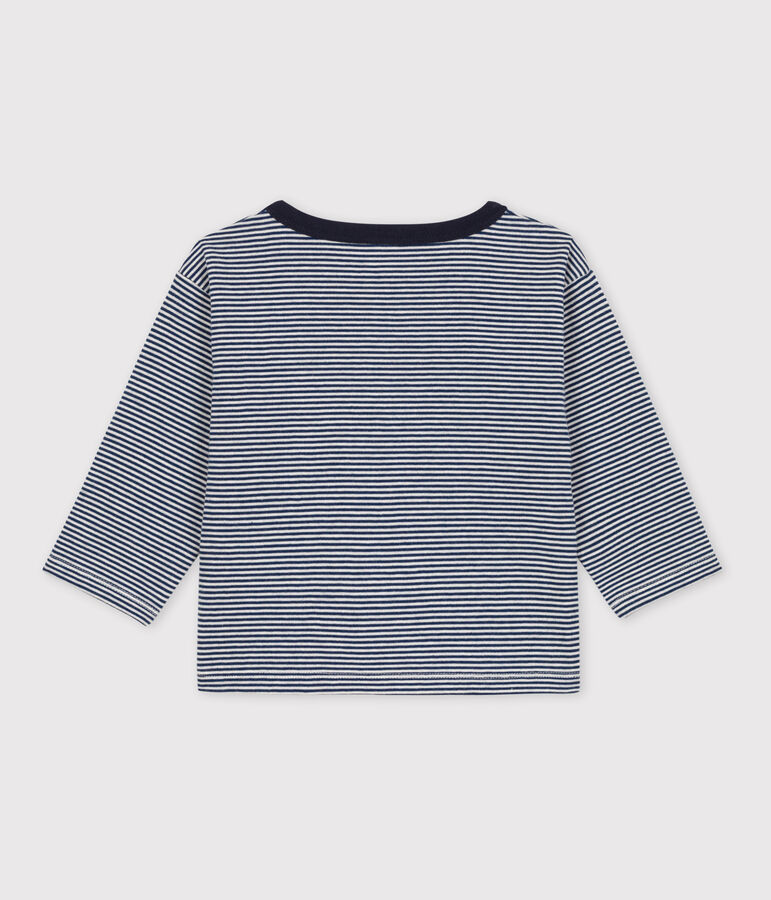 Babies' Long-Sleeved Pinstriped Tube Knit T-Shirt blue/beige