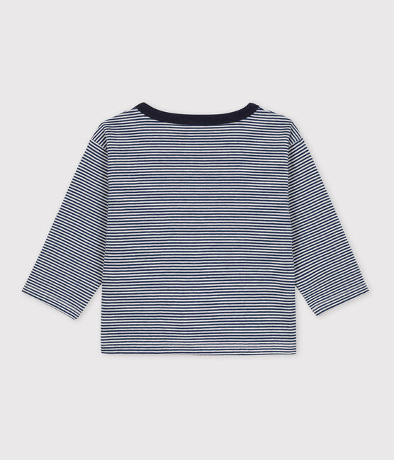 Babies' Long-Sleeved Pinstriped Tube Knit T-Shirt MEDIEVAL blue/MONTELIMAR
