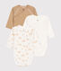 Babies' long-sleeved wrapover cotton bodysuits - 3-Pack