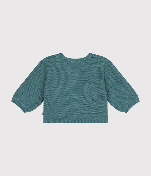 Babies' wool and cotton cardigan green