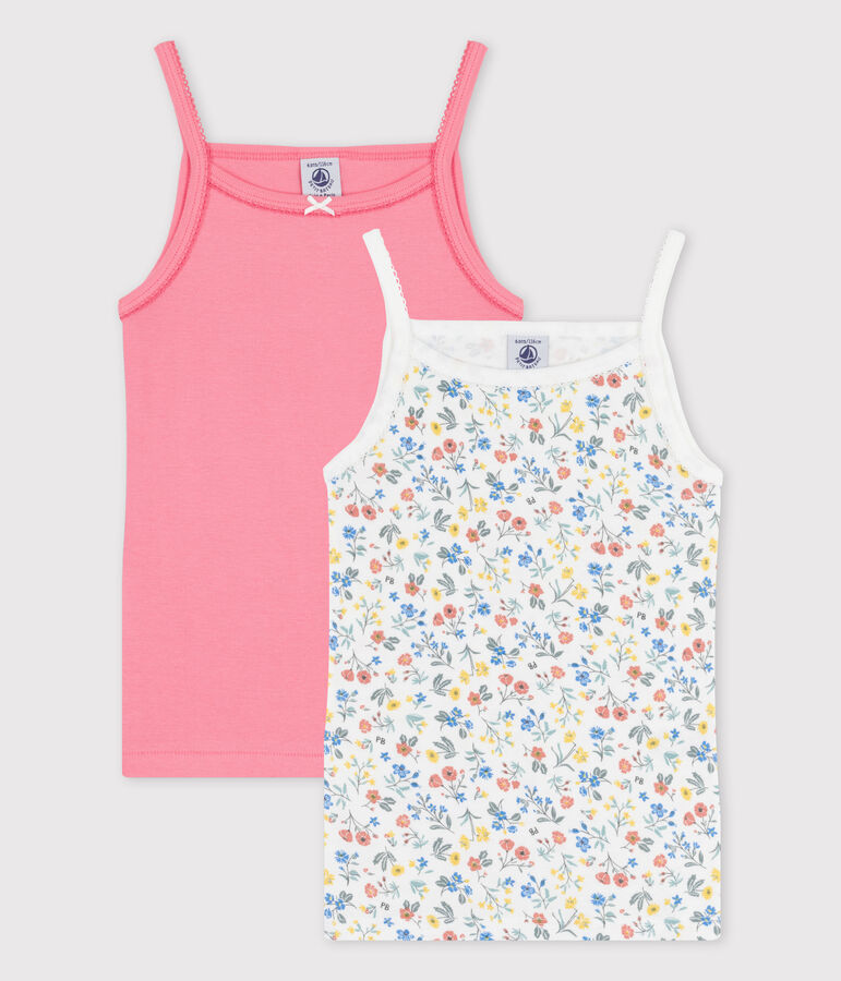 Girls' Floral Cotton Vest Tops - 2-Pack multicolor