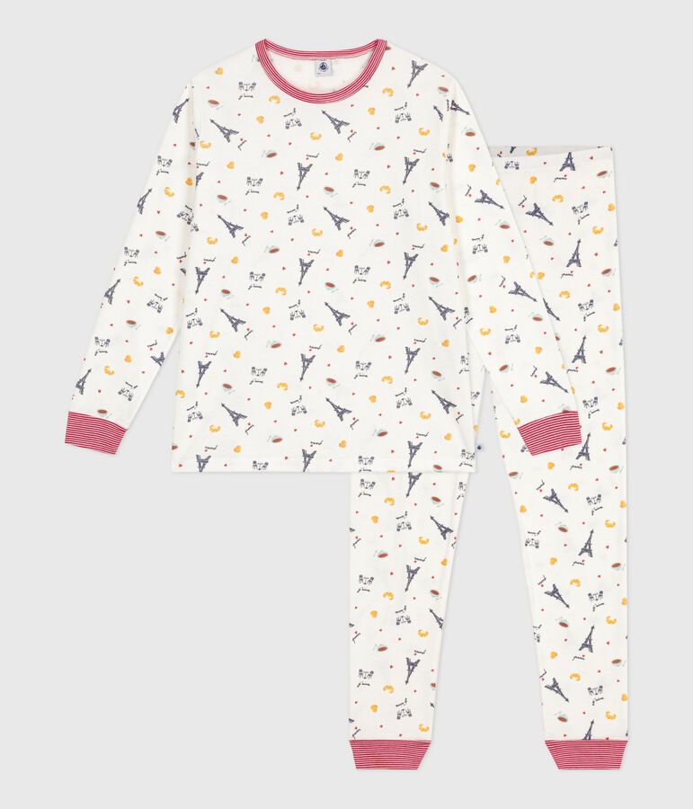 Children's Paris print cotton pyjamas white/multicolor