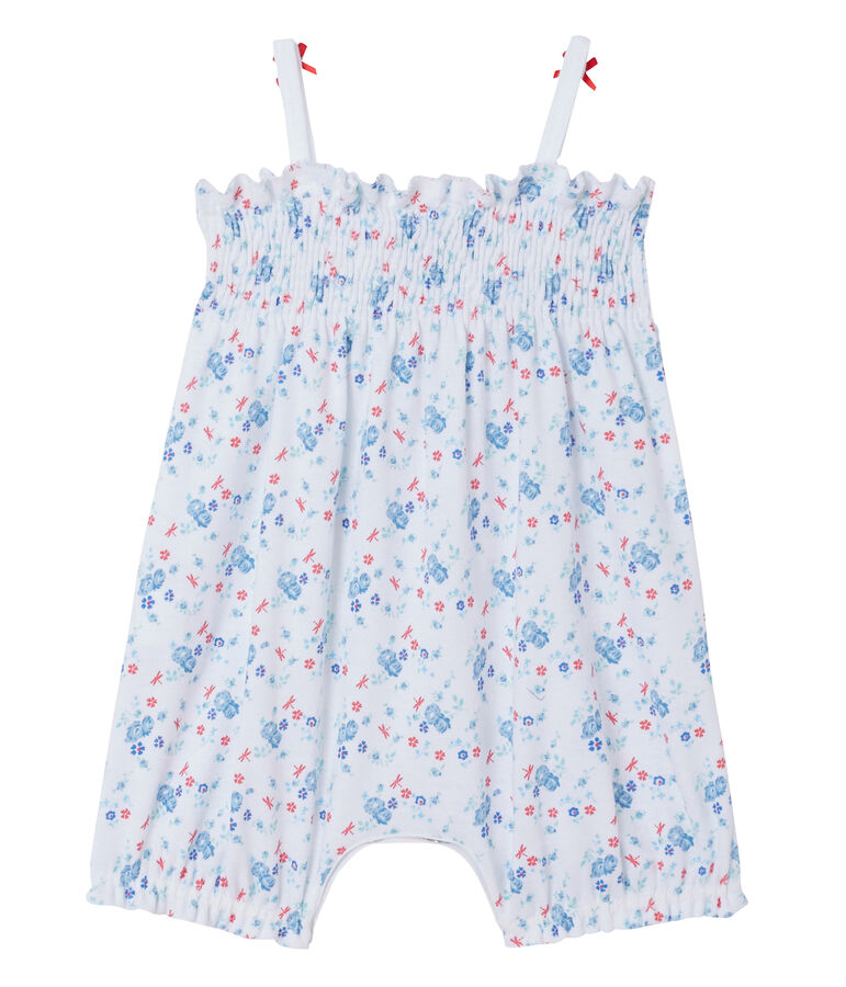 Baby girl's print romper ECUME white/BLEU blue/MULTICO