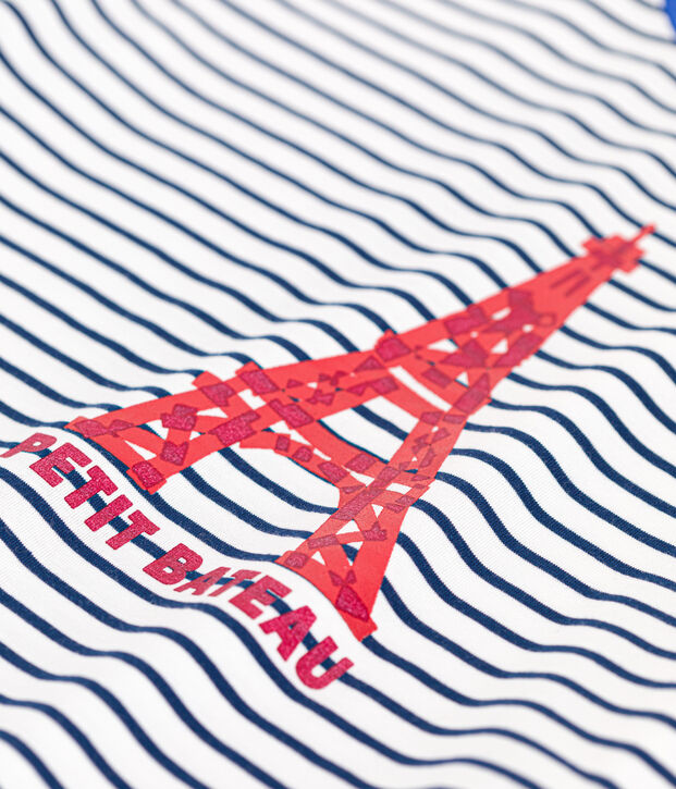 Women's The Straight round-neck cotton T-Shirt white/blue