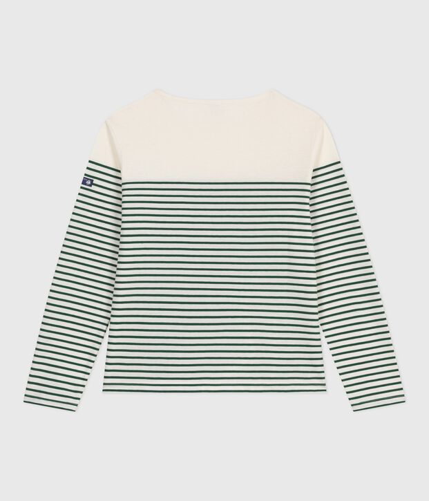 Women's cotton Breton T-shirt top green/green