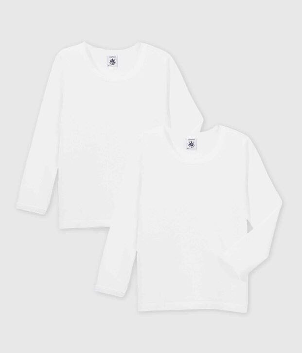 Girls' Long-sleeved White T-Shirts - 2-Pack multicolor