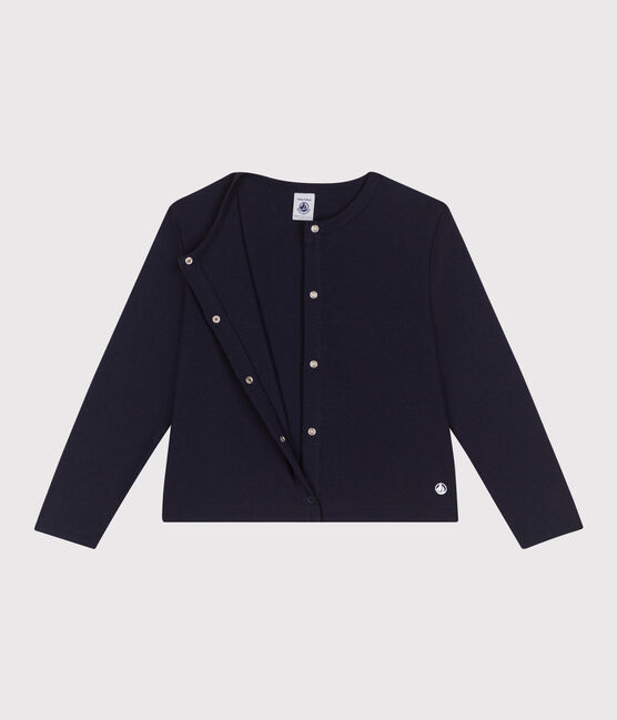 Children's plain cotton cardigan SMOKING blue