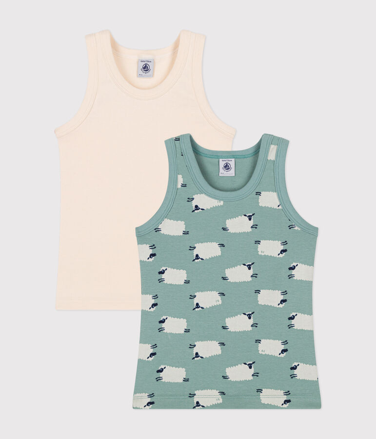 Children's cotton sheep vest tops - 2-Pack multicolor