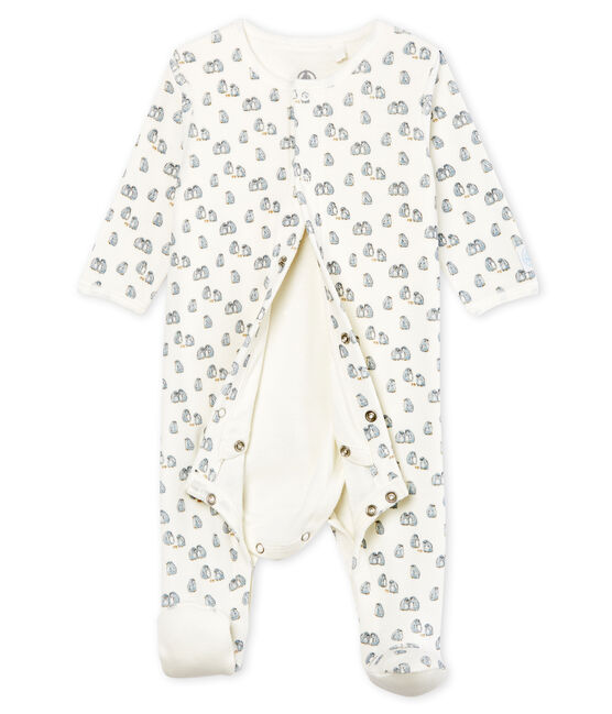 Baby Boys' Velour Bodyjama MARSHMALLOW white/MULTICO white