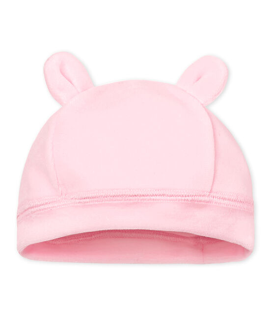 Unisex newborn baby velour bonnet VIENNE pink