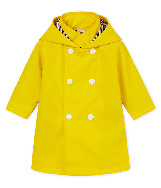 Baby girls' fleece-lined raincoat JAUNE yellow