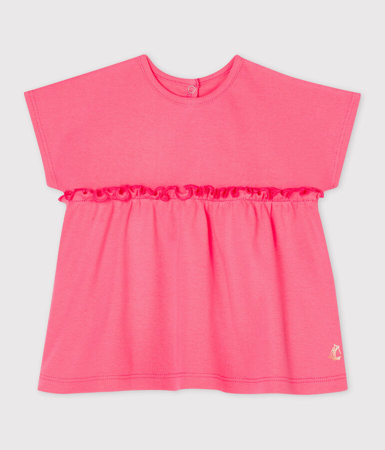 Baby Girls' Short-Sleeved Plain Blouse pink