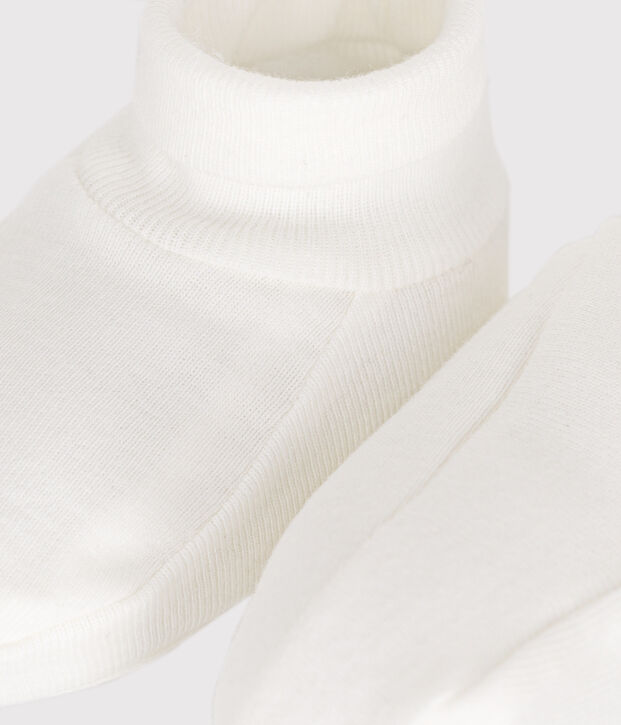 Newborn babies' cotton booties white