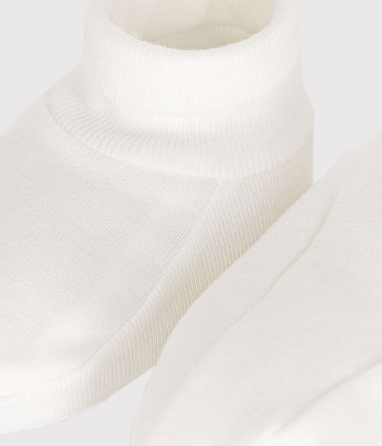Newborn babies' cotton booties white