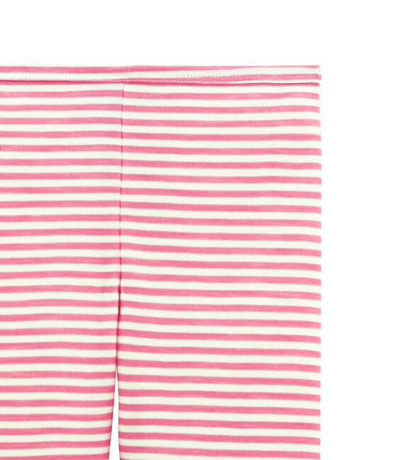 Little girl's wool and cotton leggings CHEEK pink/MARSHMALLOW white