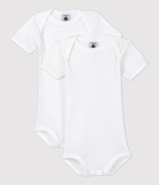Babies' White Short-Sleeved Organic Cotton Bodysuits - 2-Pack variante 1