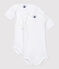 Babies' White Short-Sleeved Organic Cotton Bodysuits - 2-Pack variante 1