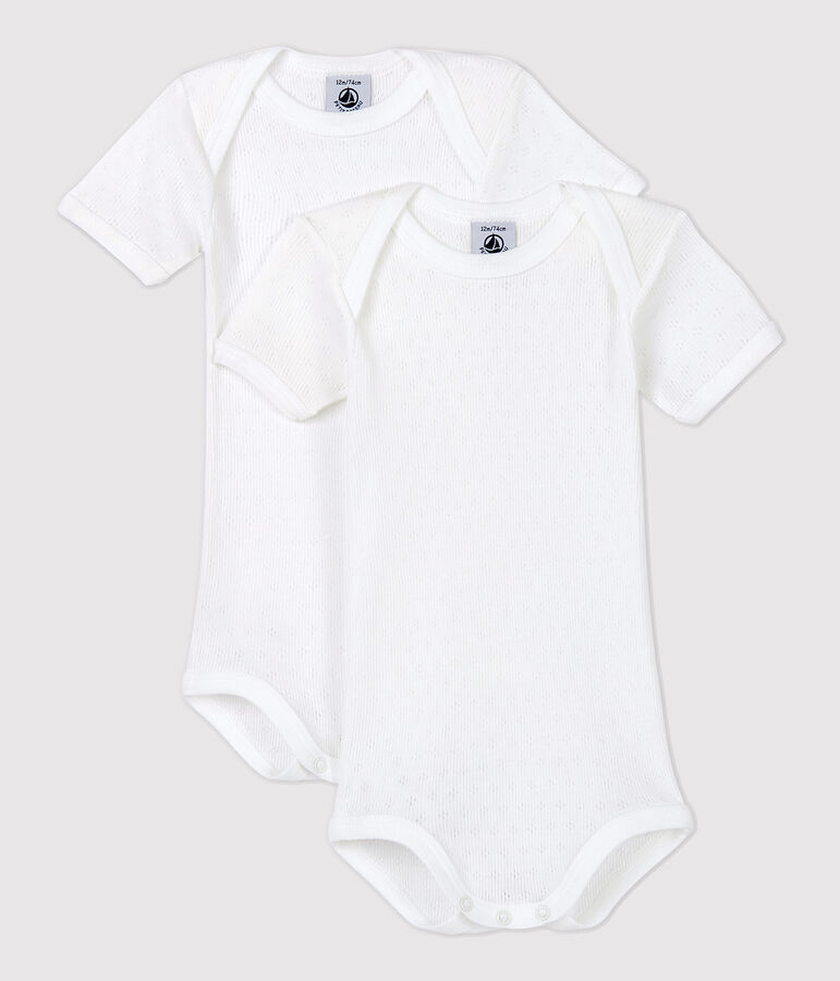 Babies' White Short-Sleeved Bodysuit &ndash; 2-Pack variante 1