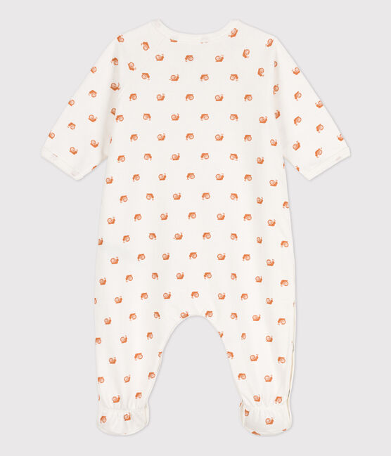 Babies' Fleece Patterned Sleepsuit MARSHMALLOW white/ECUREUIL