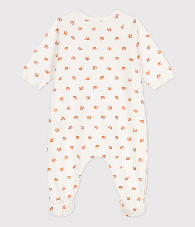 Babies' Fleece Patterned Sleepsuit white/brown