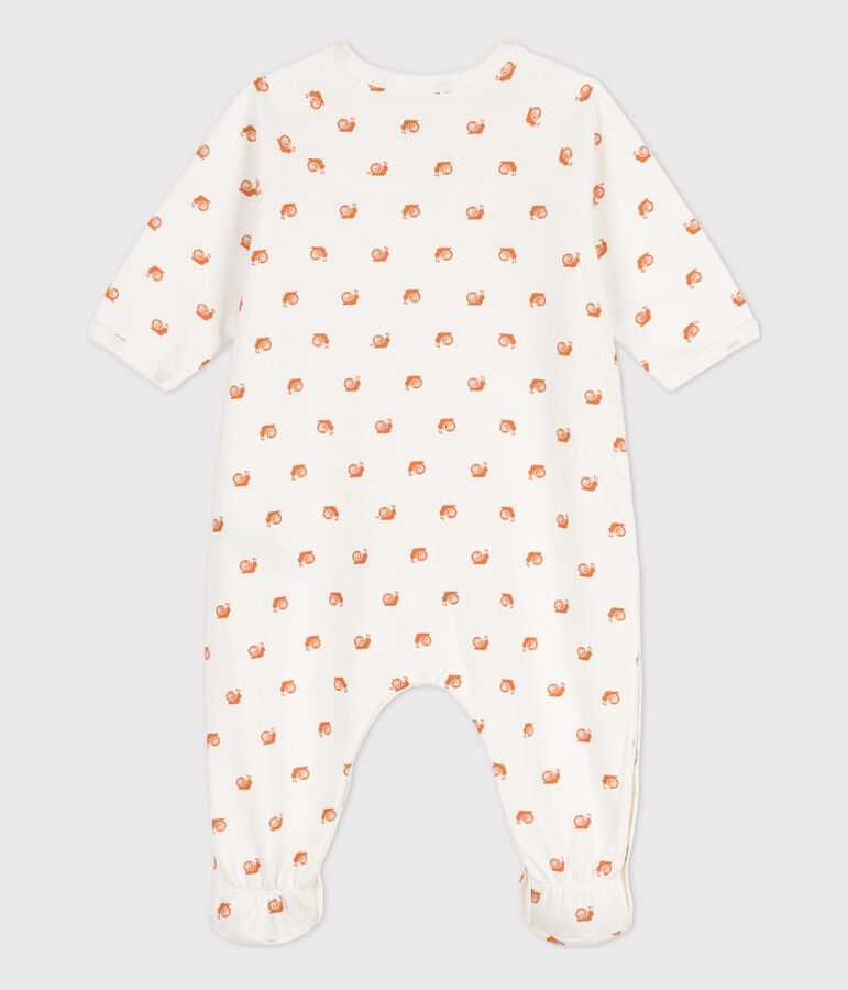 Babies' Fleece Patterned Sleepsuit white/brown