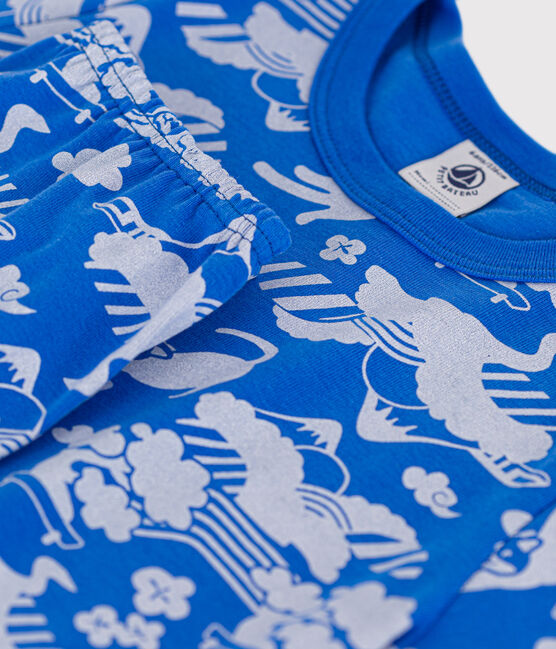 Children's Short Cotton Print Pyjamas FUJI /MARSHMALLOW
