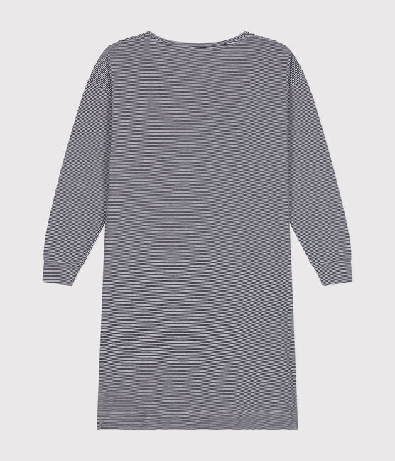 Women's stripy cotton nightdress SMOKING blue/MARSHMALLOW white