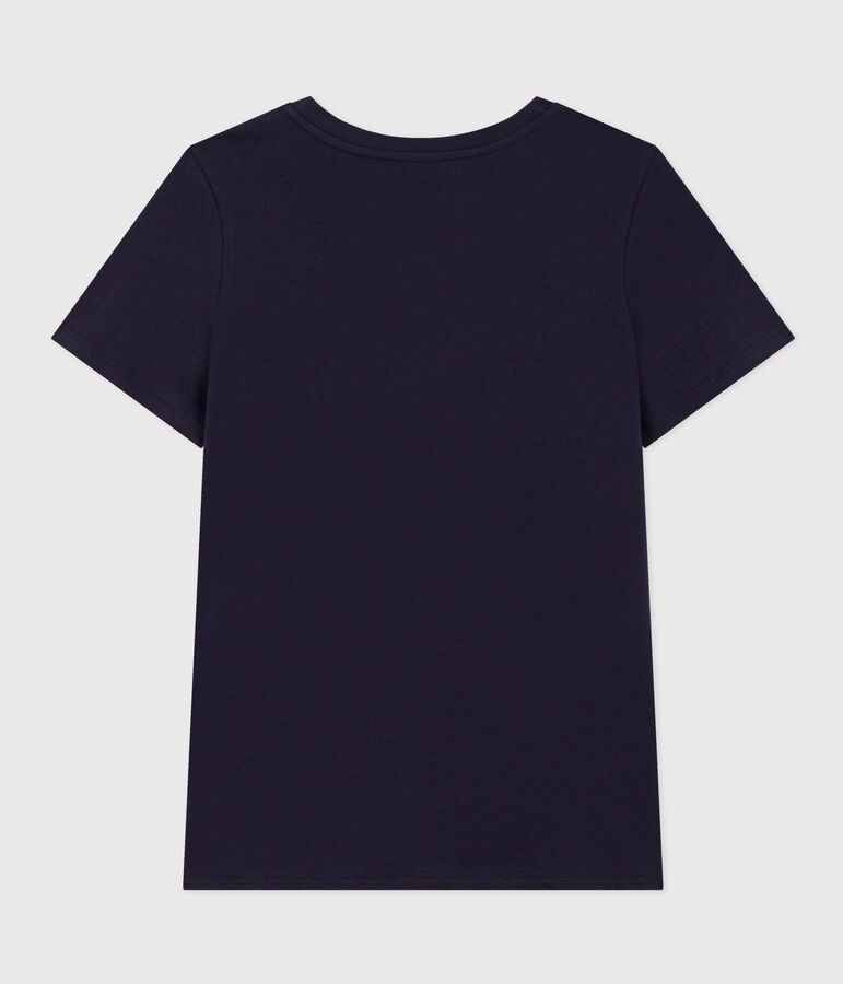 Women's Straight Round-Neck Cotton T-Shirt blue