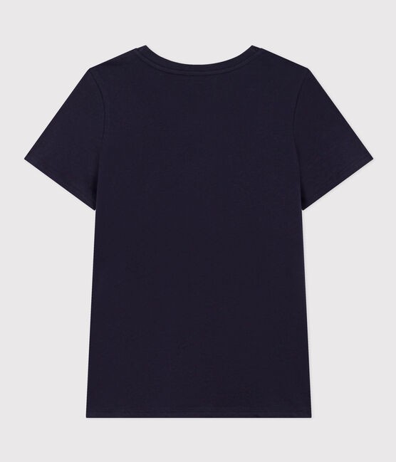 Women's Straight Round-Neck Cotton T-Shirt SMOKING blue