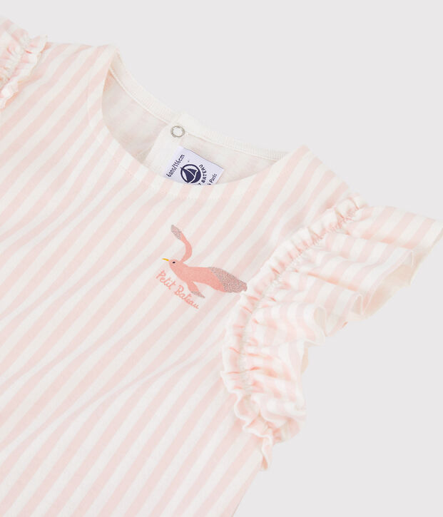 Girls' Short-Sleeved Jersey T-shirt pink/white