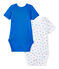 Set of 2 newborn baby boys' short-sleeved bodysuits LOT white