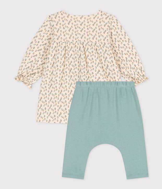 Babies' Tube Knit Dress with Leggings Ecru/multicolor