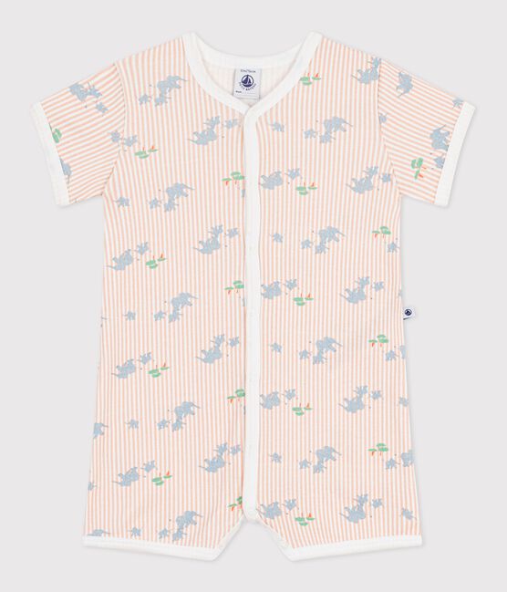 Babies' short animal print cotton jumpsuit MARSHMALLOW white/MULTICO white