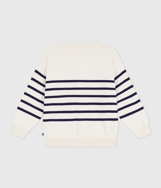 Children's stripy cotton cardigan MILK blue/SOIR