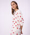 Women's heart print cotton pyjamas MARSHMALLOW white/TERKUIT red