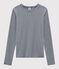 Women's Iconic Round-Neck Striped Cotton T-Shirt SMOKING blue/MARSHMALLOW white