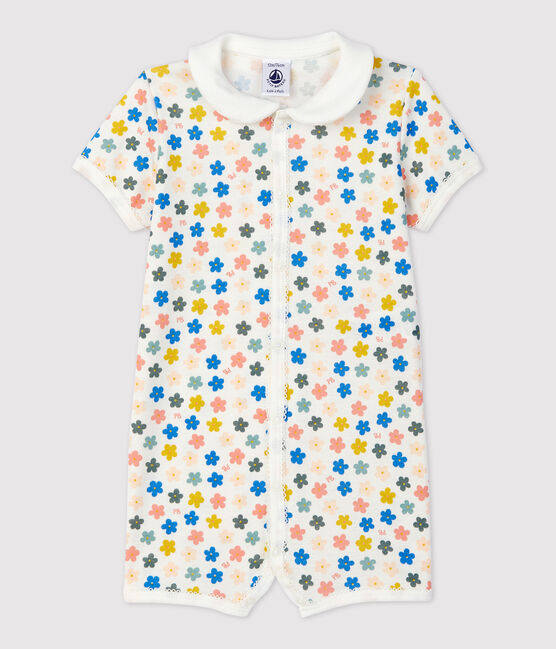 Babies' Glow-In-The-Dark Cotton Playsuit MARSHMALLOW white/MULTICO white