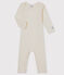Babies' Long-Sleeved Bodysuit in Cotton/Wool MARSHMALLOW white