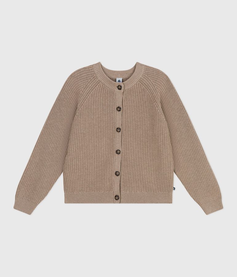 Women's plain wool and cotton cardigan ROCHE brown