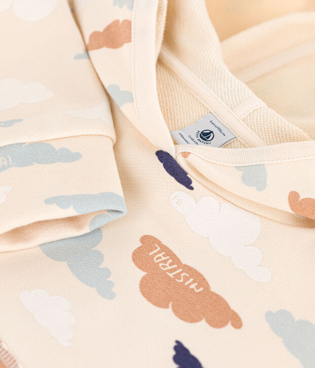 Girls' Fleece Hoodie Ecru/multicolor