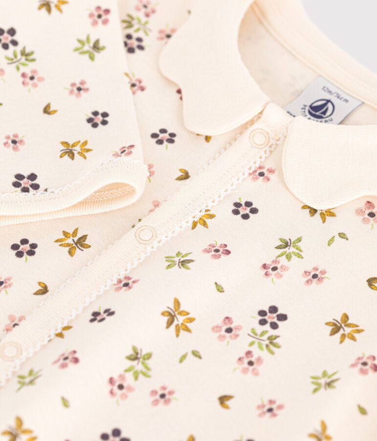 Babies' cotton floral print footless pyjama suit Ecru/multicolor