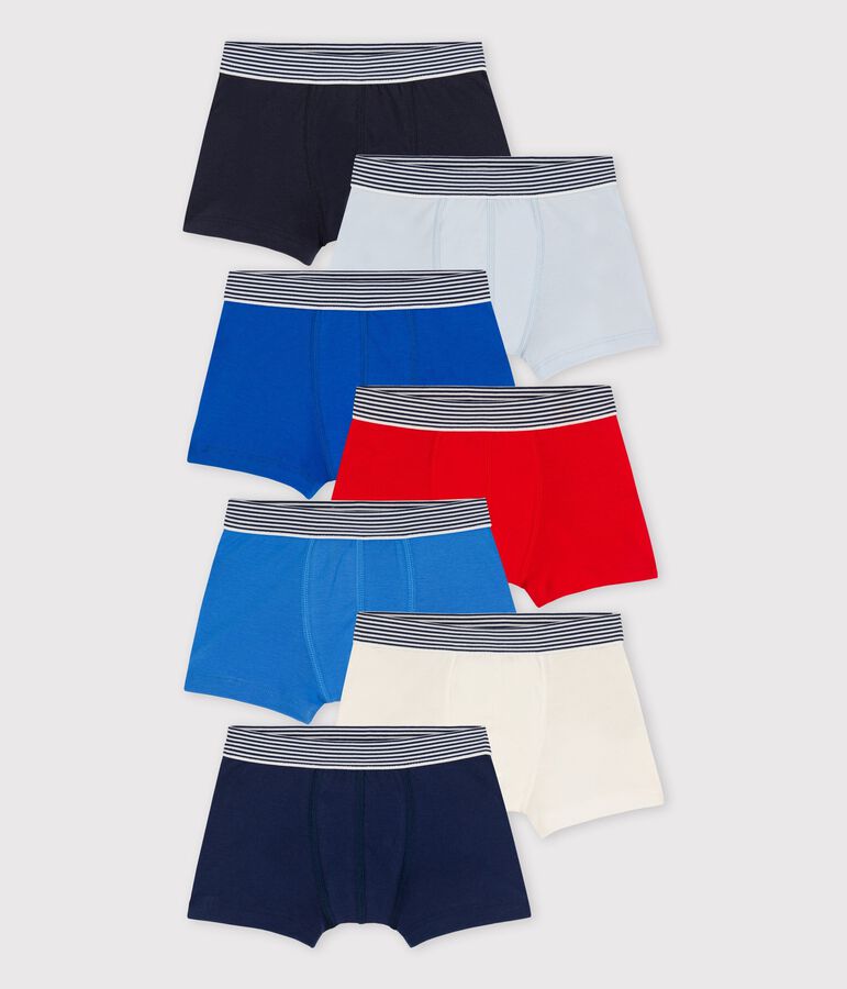 Boys' Plain Organic Cotton Boxer Shorts - 7-Pack multicolor