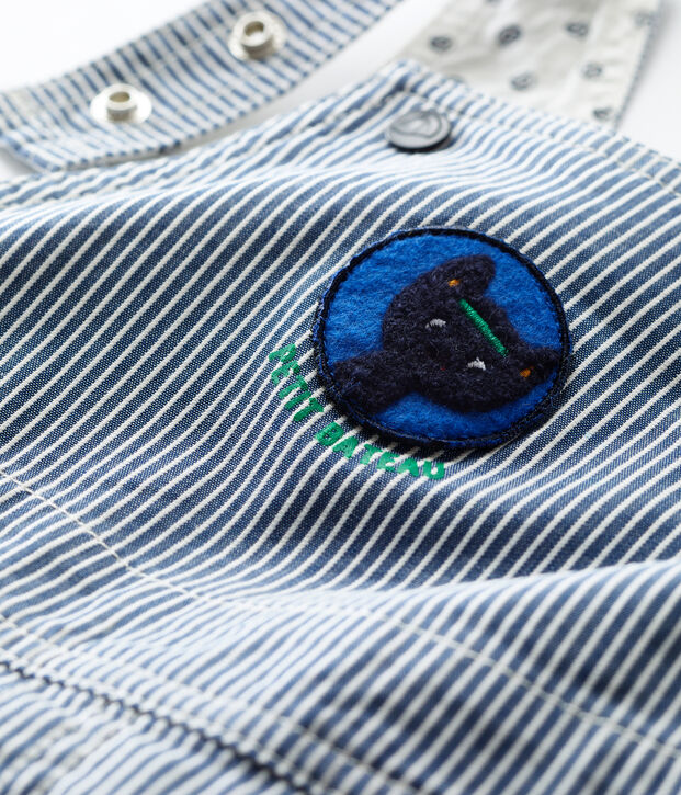 Babies' Canvas Dungarees blue/white