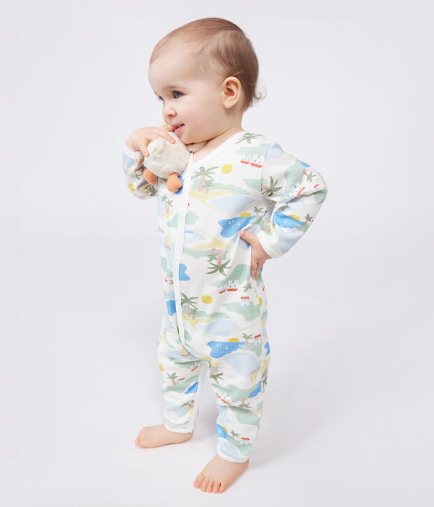Babies' printed cotton footless pyjama suit white/multicolor