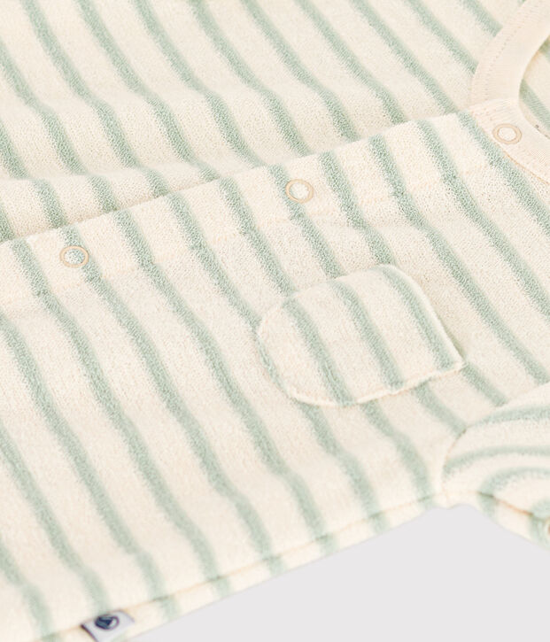 Babies' Terry Short Playsuit Ecru/green