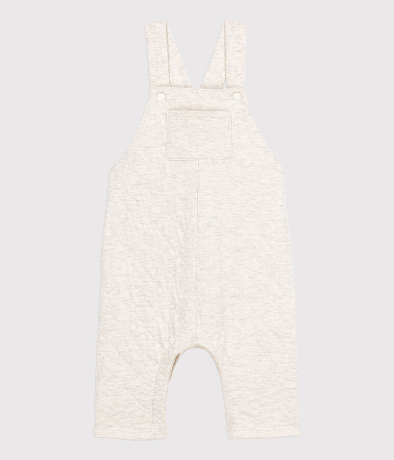 Babies' Long Quilted Tube-Knit Dungarees beige