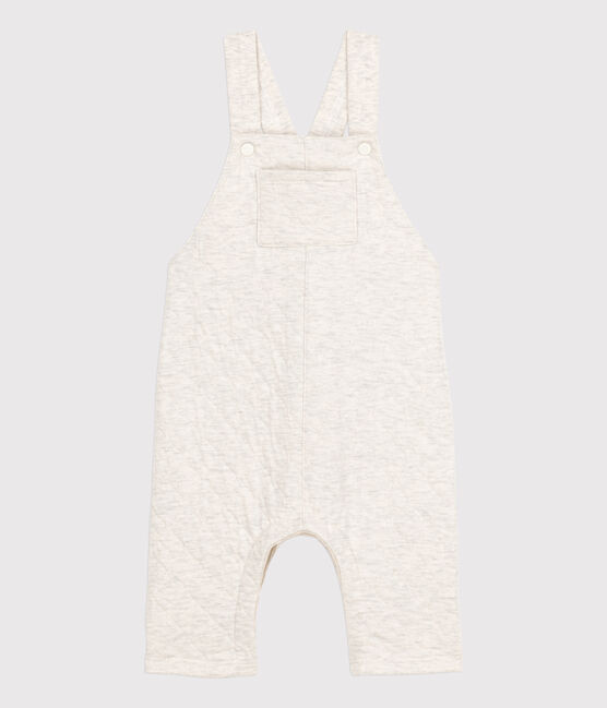 Babies' Long Quilted Tube-Knit Dungarees MONTELIMAR CHINE beige
