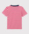 Boys' Short-Sleeved Cotton T-Shirt PEPS red/MARSHMALLOW white