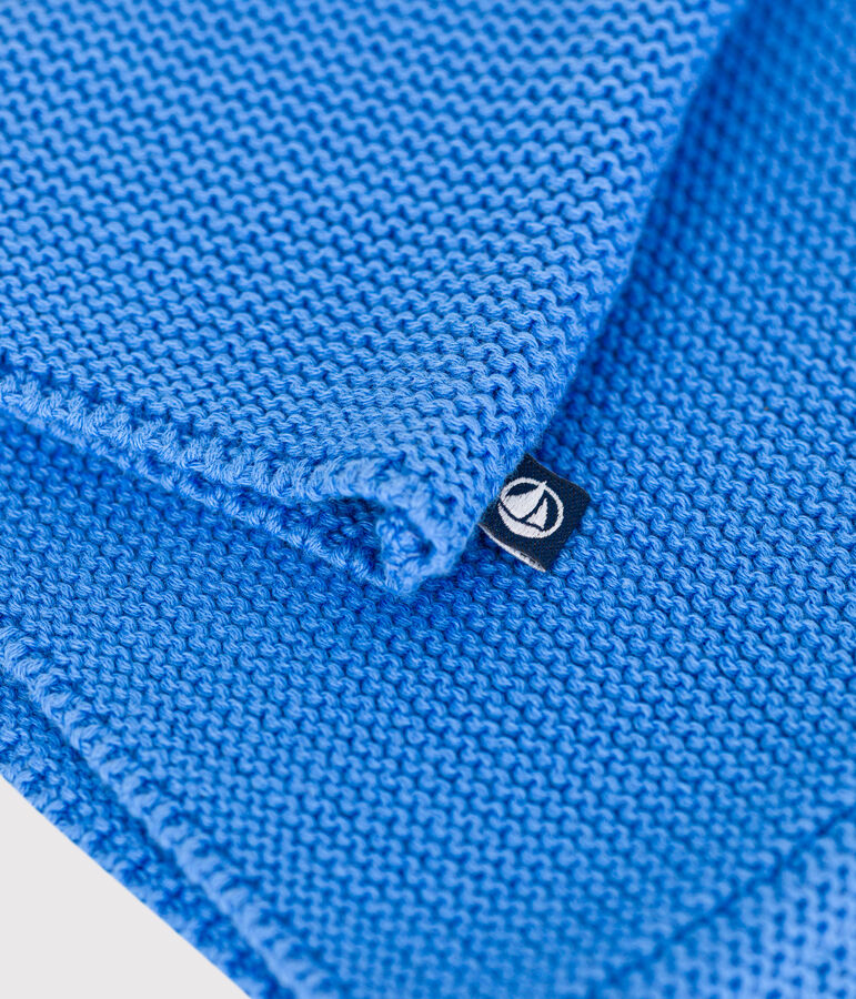 Babies' moss stitch cotton cardigan blue